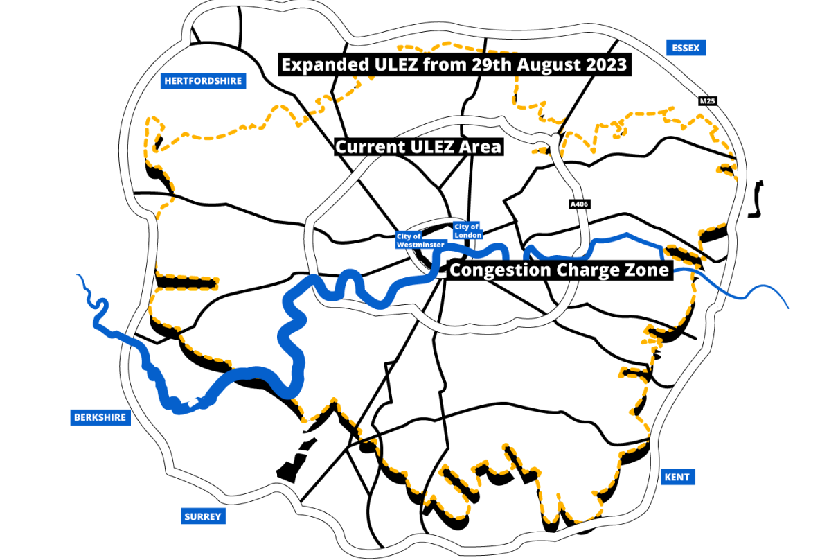 Map showing ULEZ zone in London